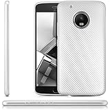 zanasta® Lenovo Moto G5 Plus Hülle, Premium Schutzhülle Soft Flex Silikon Carbon Case TPU Slim Cover Handyhülle | Metallic Silber