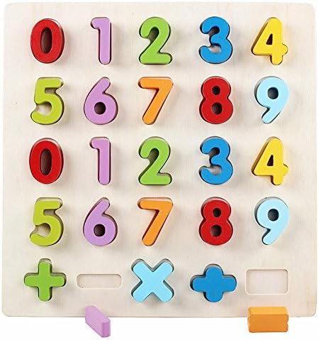 CrazySell Creative Classic Wooden Preschool Educational Toys Chunky ABC Alphabet Puzzle Board for Kids Children Perfect Christmas Gift for Your Kids Baby (0-9 Puzzle)