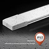 【IP65 Wasserfest】Diese LED Feuchtraumleuchte besitzt eine enorm hohe Resistenz gegen Schmutz und Wasser. Mit Schutzart IP66 kann diese Leuchte weit in der Außen- und Innenbereich verwendet werden.