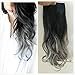 One Piece clip in hair extensions (Wavy-black to silver grey)