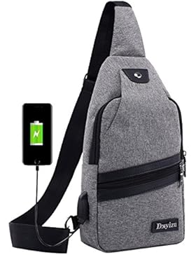 niceeday Messenger Bag, Retro Messenger Taschen Brust Tasche mit USB Ladeanschluss Cross-Body-Tasche Casual Shoulder...