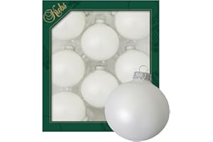 Krebs Glas Lauscha - Decoración de Navidad/Adornos para árbol de Navidad de cristal - Bolas monocromáticas de terciopelo blanco - Cantidad: 8 unidades - Color: blanco satinado - Tamaño: 7 cm aprox