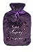 Sleeping Princess Purple Embroidered Slogan Plush Faux Fur Pom Pom 2L Hot Water Bottle