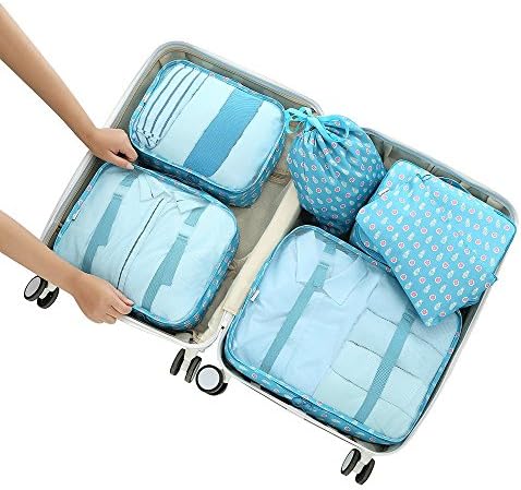 Arxus 6 Set Packing Cubes Travel Waterproof Organizers Laundry Bag Luggage Compression Pouches (Fruit Print)