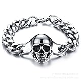 Acero inoxidable Calavera Pulsera, Cráneo Calavera brazo Maduro, estilo...