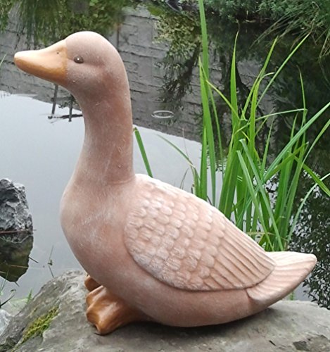 Steinfigur Ente stehend Steinguss Terrakotta - 3