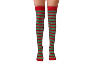 NuJake Girls Striped Over The Knee Socks Fancy Dress Up Themed Cosplay Christmas & Halloween UK Size 4-5.5