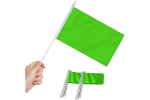 Anley Lot de 12 mini drapeaux verts – Petits drapeaux miniatures vierges verts solides sur bâton – Résistant à la décoloration – 12,7 x 20,3 cm avec mât solide et pointe en forme de lance