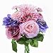 Produktbild Unechte Blumen,Künstliche Deko Blumen Gefälschte Blumen Seidenrosen Plastik Dahlie Braut Hochzeitsblumenstrauß für Haus Garten Party Blumenschmuck 8 Zweig 10 Köpfe (Bunt)