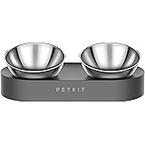 PETKIT Cybertail Ciotole per Gatti, Ciotola Rialzata,In Acciaio Inossidabile,Inclinata,Antiscivolo,Anti Fuoriuscita,per Gatti