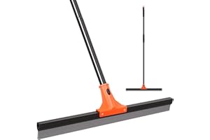 WLICH Floor Squeegee Heavy Duty, 60CM Large Floor Squeegee Broom with 150CM Long Handle, Floor Scraper Rubber Broom for Garage, Tile, Deck, Bathroom,Outdoor,Window, Glass