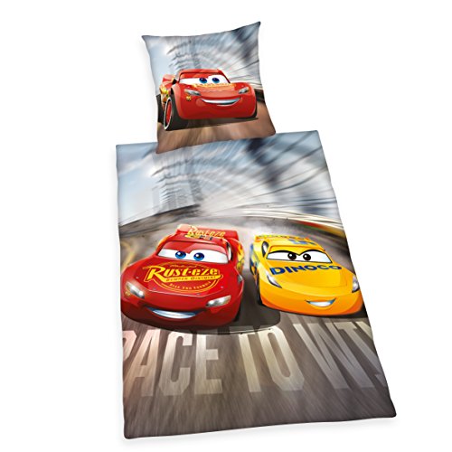 Herding 4629235050 Set di Set Copripiumino singolo e federa Cars 3, Cotone, Multicolore, 200 x 135 cm