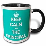 3dRose Keep Calm I Am The Principal Turquoise - Two Tone Black Mug, 11oz (mug_216309_4), 11 oz, Black/White