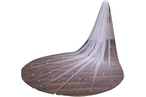EllieWely 1 Tier Long Wedding Veil Glitter Tulle Bridal Veil F48
