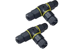QitinDasen 2 Pezzi T-Forma 3 Vie Esterno Impermeabile Cavo Connettore, Connettore Cavo Esterno Scatola di Giunzione Impermeabile IP68, per Diametro Cavo 5～9 mm (Tipo a Vite)