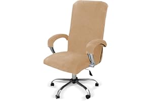 LIFEDX Pokrowce na krzesła komputerowe i biurowe, rozciągliwy aksamitny pluszowy pokrowiec na fotel z podłokietnikiem, zdejmowane, rozciągliwe, uniwersalne pokrowce na krzesła biurowe, krzesło obrotowe, nie krzesło, pszenica|XL