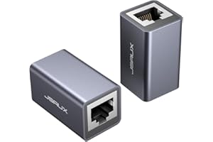 ‎JSAUX JSAUX Złącze RJ45 LAN, przedłużacz LAN, złącze LAN 10 Gigabit, adapter LAN do kabla LAN, przedłużacz kabla sieciowego, kabel Ethernet, kabel krosowy, złącze RJ45 do Cat 8/7/6/5/5e (szare, 2 sztuki)