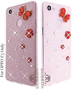 DORRON Glitter Bling Butterfly Girls Soft TPU Mobile Phone Back Case Cover for Oppo F5 (Rose Gold)