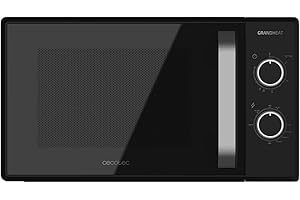 Cecotec Micro-ondes avec grille de 20 litres Grandheat 3150. 700 W et 1000 W Grill, 6 niveaux, revêtement anti-Dirt iTech et technologie 3DWave, mode décongélation, minuteur, noir