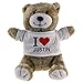 Classic Soft Toy Bear I Love Justin beige