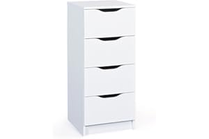 Inter Link - Cómoda - 4 cajones - Aparador - Buffet - Melamina - Blanco - Cajones con tiradores encastrados - Westphalen 4