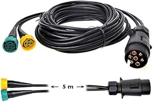DC Cable Adatateur 5m Prise Attelage 7 Poles à 2x5 Poles pôles Remorque Neuf 87