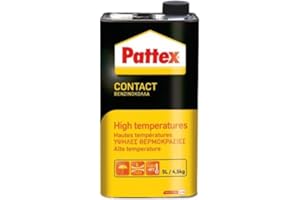 Pattex Colle Contact Type Néoprène Haute Température, Colle pour Éléments Cuisine, Proximité Source de Chaleur, Bidon 4,5 Kg