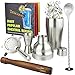 Produktbild mixobaro Profi Manhattan Cocktail Set – Edelstahl Cocktail-Shaker mit Starter Rezept Buch und Cocktails Maker Zubehör – Classic helfen Metall silber Mixer in einem Geschenk-Box