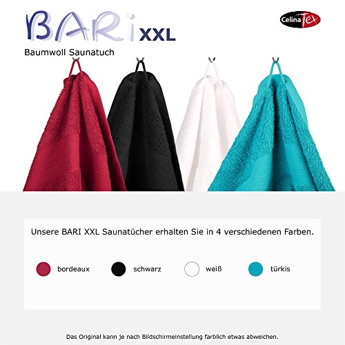 XXL Saunatuch / Badetuch Bari Doppelpack | viele Farben, 2 Größen | 100% Baumwolle Frottee Handtuch, ca. 500g/m², Set 2-tlg. je 90 x 220 cm | CelinaTex 6000341 | bordeaux-rot - 5