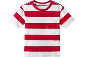 DYBKER T-Shirt Jungen Mädchen Streifen Rundhalsausschnitt Kurzarm Baumwolle Tops für Kinder