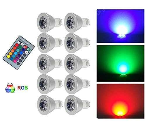 Anitech® Lot de 10 GU10 Ampoule LED RVB multicolore Ampoule/Ampoule avec télécommande inclus - Changement de couleur