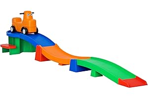 AIYAPLAY 3(m) Up and Down Rollercoaster for Kids, 4 Pieces Toddler Roller Coaster Ride-on with Non-Slip Steps, Ride On Push Car with Handles, Indoor Outdoor Play, for Ages 2-5 Years, Multicoloured