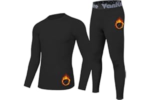 Vankee sous-Vêtement Thermique Homme Séchage Rapide Élasticité sous Vetement Ensemble De sous-Vêtements Thermiques Hommerespirant sous Pantalon Thermique Sports d'hiver Snowboard Courir Voyage