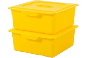 Iris Ohyama, Boîte de rangement plastique enfant, Lot de 2, 10 L, Sans BPA -KDL-330 - Jaune, Empilable - L33 x P31.5 x H13.5 cm