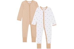 Bramble & Bear 2er-Pack Kleinkind- und Baby-Schlafanzüge für Jungen und Mädchen – Bio-Baumwolle Baby-Nachtwäsche – Mit durchgehendem Reißverschluss
