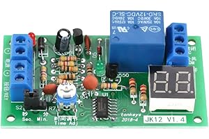 TYENAZA Temporisateur 12V, Interrupteur de minuterie, Module de Relais de Minuterie DC 12 V 1-99 s/1-99 Min, Interrupteur de Retard réglable, Timer Module, Affichage à LED Compte à Rebours de la Minuterie