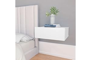 puraday Mesillas De Noche Mesitas de Noche Flotante 2 uds Dormitorio Pack 2 Mesillas De Noche PequeñAs Mesa De Noche Flotante 40x30x15cm Blanco