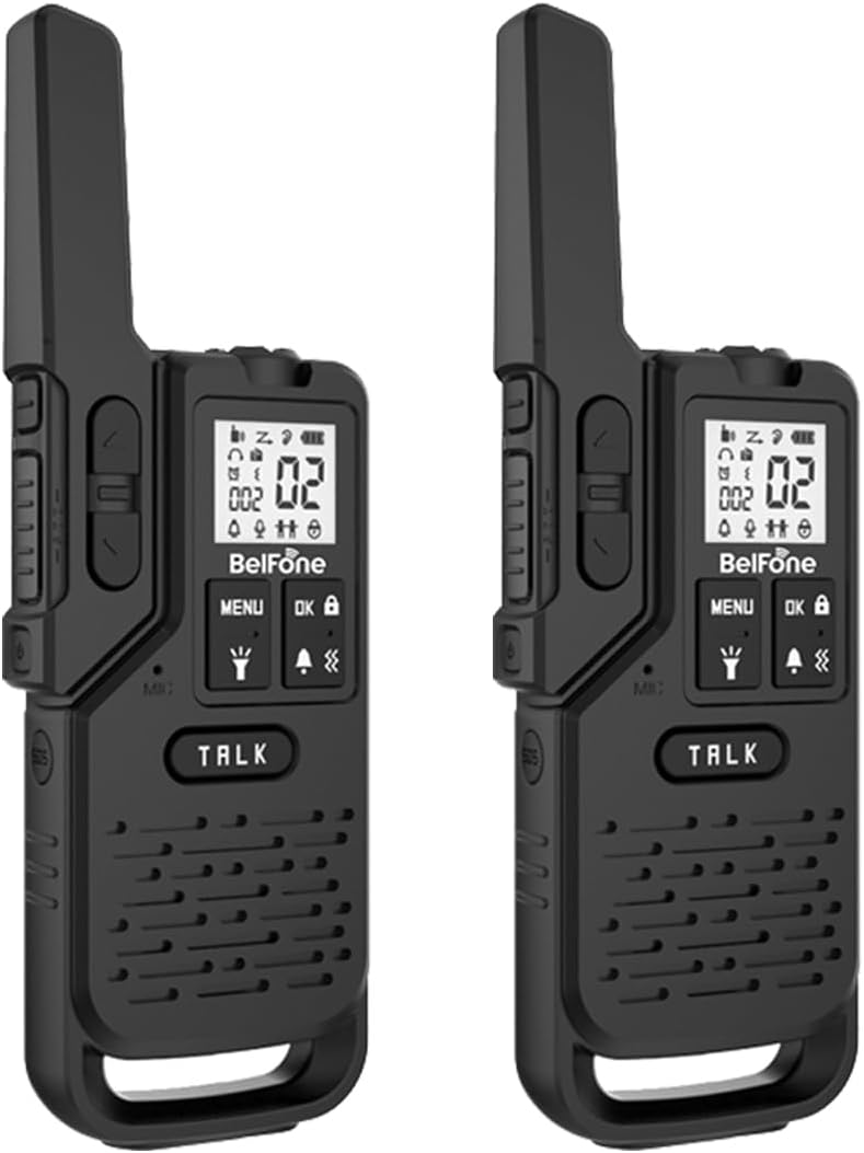 BelFone OG200 PMR446 Walkie Talkies (2 Pack) - Licence-Free Two-Way Radios (0.5W), 1800mAh Battery, Dual Standby, VOX & Built-in Torch for Business, Security, and Outdoor Use