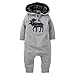 Meihuida Baby Boys Girls Long Sleeve Christmas Elk Bear Hooded Romper (6-12M, Grey)