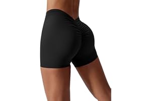 Qmttoae High Waisted Gym Shorts for Women Scrunch Butt Cycling Shorts Seamless Yoga Booty Workout Running Shorts