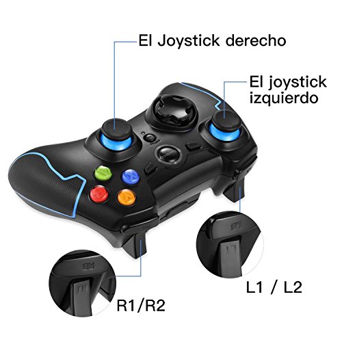 EasySMX Mando para PC  Mando Inal  mbrico PS3 Gamepad Wireless Compatible con Windows XP y Vista  Windows 8  PS3  Android y Operaci  n Rango hasta 10M  Azul 
