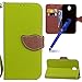 Produktbild Galaxy J3 2017 Europäische Version Hülle,MoreChioce Retro Grün Blatt Muster Bookstyle Kunstleder Handytasche Klappbar Stand Flip Case Etui Inner TPU Back Cover Protective Brieftasche Wallet Case Magnetische mit Kartenfach Standfunktion und Taljereep für Samsung Galaxy J3 2017 / J330 Europäische Version + 1x Multifunktionale Kapazitanz Handschrift Stent Pen