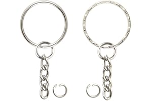 TUPARKA 40 PCS Keyring Blanks Split Metal Keyring Crafts DIY Key Rings with Open Jump Rings and Link Chain