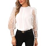 GRACE KARIN Camisa Manga Larga para Mujer Transparente Elegante con Encaje  Decorado Cuello Pico Profundo: Amazon.es: Ropa