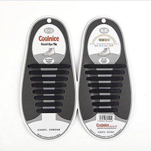 PriMI 16pcs Lazy Shoelaces Lock Bands Creative Elastic No Tie Shoe Laces for Adult