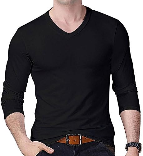 Man's op neck designer Long-sleeve t shirts slim fit fashion cotton casual scoop neck Fitness T-shirt Men L