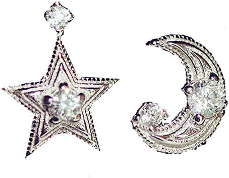 MIss X Real 925 Sterling Silver Cubic Zirconia Set Moon And Star Stud Earing Studs For Women Christmas Gift