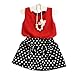 Produktbild feiXIANG Mädchen Röcke Zwei stücke Set Kleidung Kinder Kleid Rock Chiffon Bluse + Dot Rock Printkleid (120, Rot)