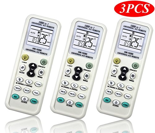 MYTK 1000 in 1 Universal Klimaanlagen Fernbedienung für Klimageräte mit integrierter Taschenlampe im 3er-Pack