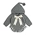 Produktbild ODJOY-FAN Baby Jungen Mädchen Langarm Quaste Strickshirt, Bogen Gestrickt Sweatshirt Mit Kapuze Haarballen Mantel Oberteile Casual Pullover Outfits Mode Hoodies Tops (Grau,90)